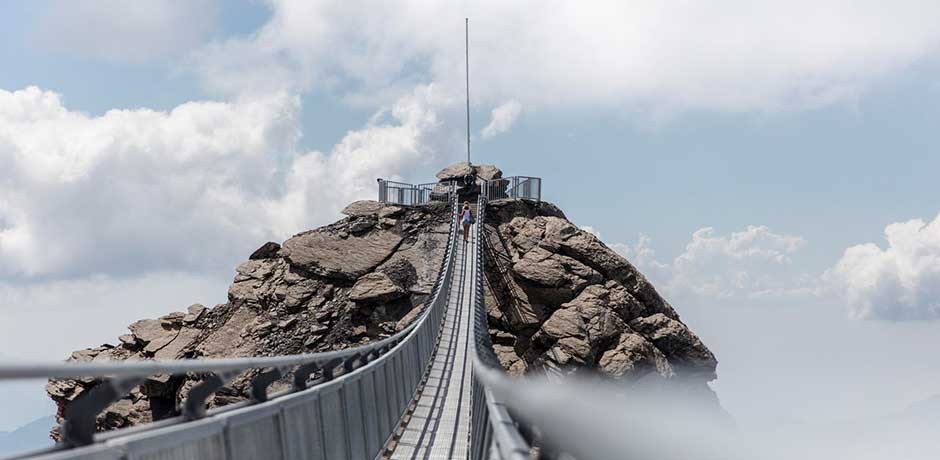 Suspension bridge on mountain