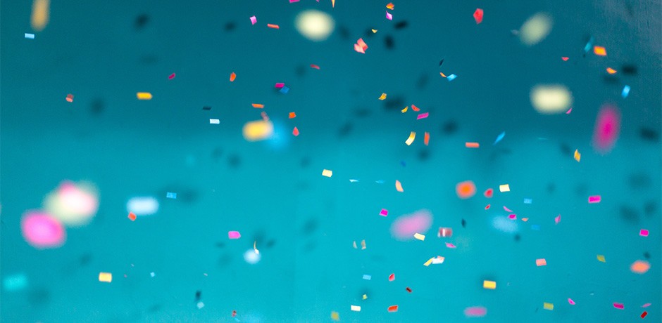Confetti with blue background