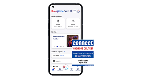 Sul dispositivo mobile è visualizzata l'app my Swisscom