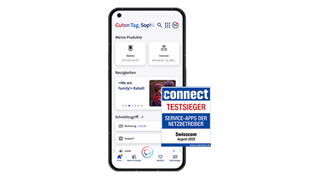 Mobilgerät zeigt die my Swisscom App