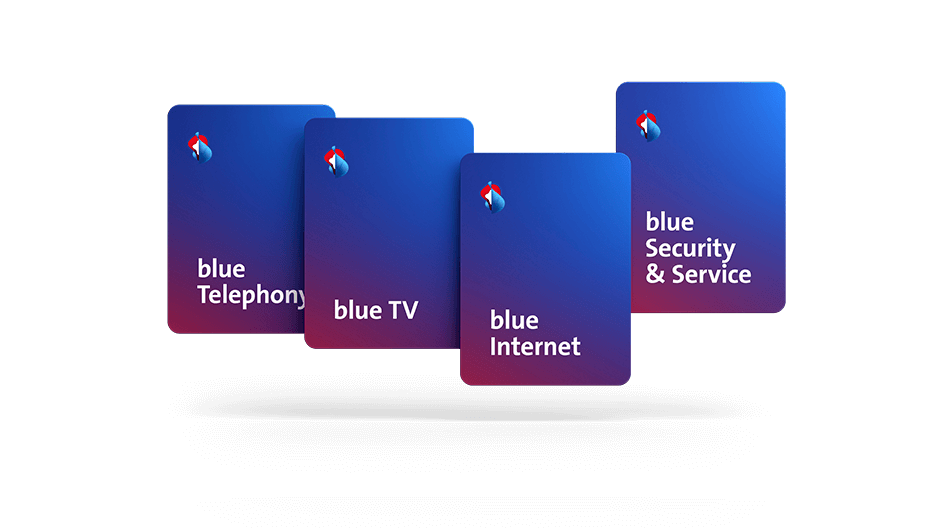 Logo blue, Internet and fixed network