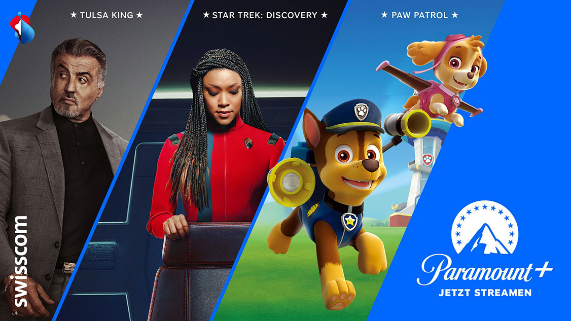 An image featuring the blockbuster films "PAW Patrol," "Tulsa King" with Sylvester Stallone, and Star Trek.