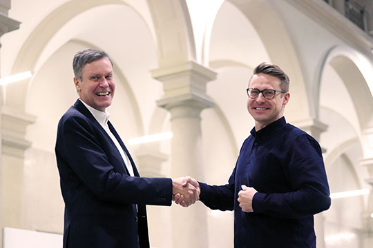 Il prof. Georg von Krogh, titolare della cattedra di Management strategico e innovazione all’ETH di Zurigo, e Michael Baeriswyl, responsabile Data, Analytics & AI di Swisscom