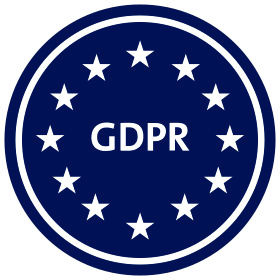 Icon: GDPR Schriftzug in Europaflagge