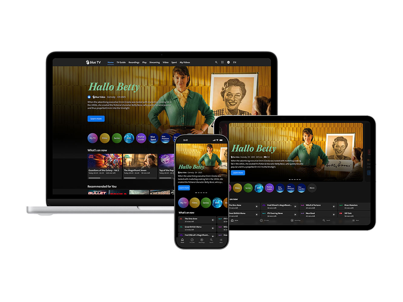 blue tv on a smartphone, tablet or laptop