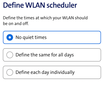 WLAN Settings Screenshot WLAN scheduler