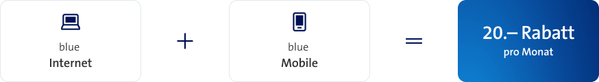 blue Internet + blue Mobile = 20.– Rabatt pro Monat