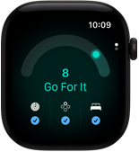 Apple Watch Series 12, cassa in alluminio nero, punteggio di Preparazione pari a 8, lato destro, Digital Crown