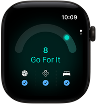 Apple Watch Series 12, cassa in alluminio nero, punteggio di Preparazione pari a 8, lato destro, Digital Crown