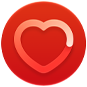 Icona di notifica di frequenza cardiaca troppo alta, profilo di un cuore bianco dentro un cerchio rosso