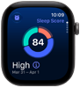 Apple Watch Series 12, cassa in alluminio grigio siderale, grafico circolare della qualità del sonno, lato destro, Digital Crown