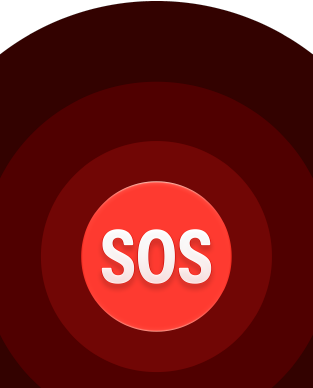 Notruf SOS Symbol, eingelassene rote Kreise mit einem weissen SOS in der Mitte
