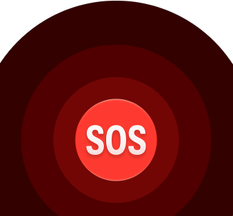 Notruf SOS Symbol, eingelassene rote Kreise mit einem weissen SOS in der Mitte