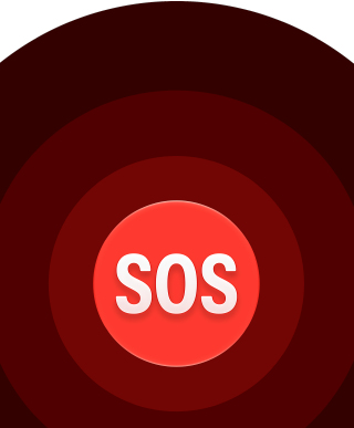 Notruf SOS Symbol, eingelassene rote Kreise mit einem weissen SOS in der Mitte