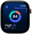 Apple Watch Series 12, Aluminiumgehäuse, Farbe Space Grau, Kreisdiagramm mit Schlafindex, rechte Seitenansicht, Digital Crown