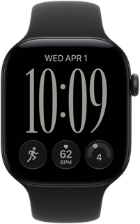 Apple Watch Series 12, Aluminiumgehäuse, Farbe Schwarz, Flow Zifferblatt, Sportarmband, Farbe Schwarz