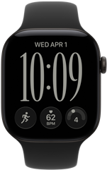 Apple Watch Series 12, Aluminiumgehäuse, Farbe Schwarz, Flow Zifferblatt, Sportarmband, Farbe Schwarz