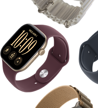 Cinturini per Apple Watch Series 11: cinturino Sport viola nebbia, cinturino Ocean blu salmastro, Alpine Loop azzurro