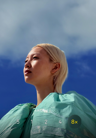 iPhone 17 Pro Kamera App, 0,5x, 1x, 2x, 4x und 8x optischer Zoom, wobei 8x ausgewählt ist