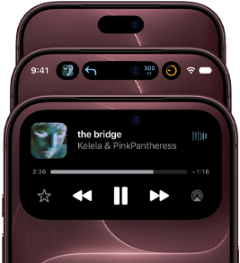 3 iPhone 18 Pros in Burgundy fanned out to show Dynamic Island in different modes: off, minimized, maximized