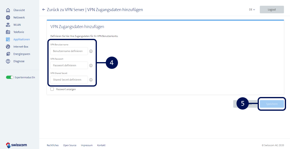 Screenshot VPN auf der Internet-Box aktivieren