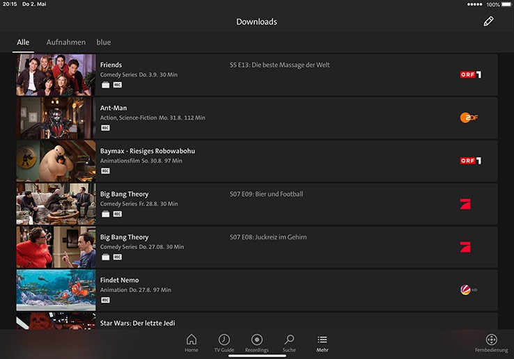 blue TV App (ehemals TV Air) auf PC, Tablet und Handy