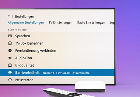 Swisscom TV Einstellung Barrierefreiheit