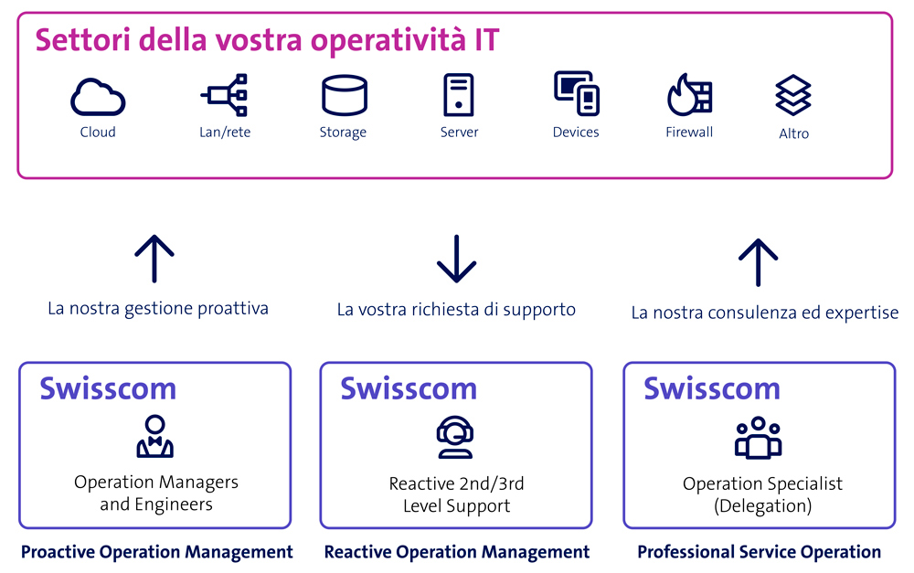 Grafico che illustra i servizi di Enterprise Service Cloud OnPrem