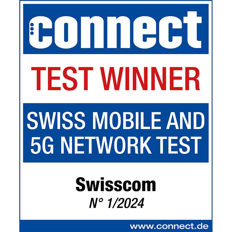 Test winner badge 2022 connect mobile network test, Switzerland