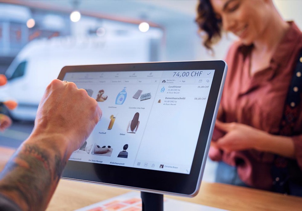 POS system on a tablet for the point of sale from Swisscom