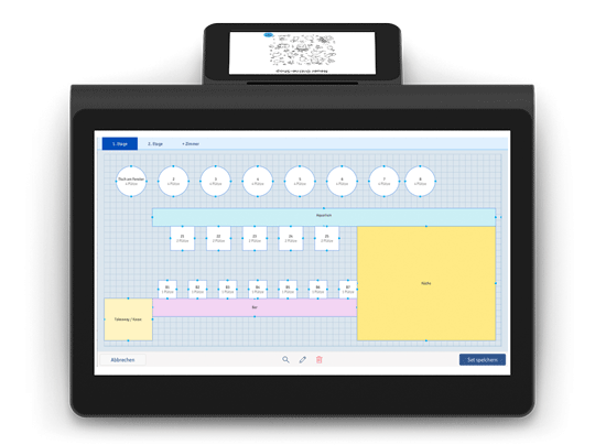 Electronic POS system with an overview of the table plan