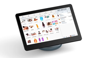 Electronic cash register, enforeComet, stands at the reception