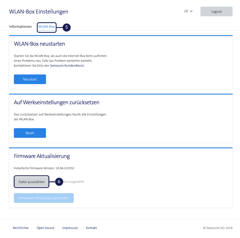 Firmware Aktualisierung - WLAN-Box 2