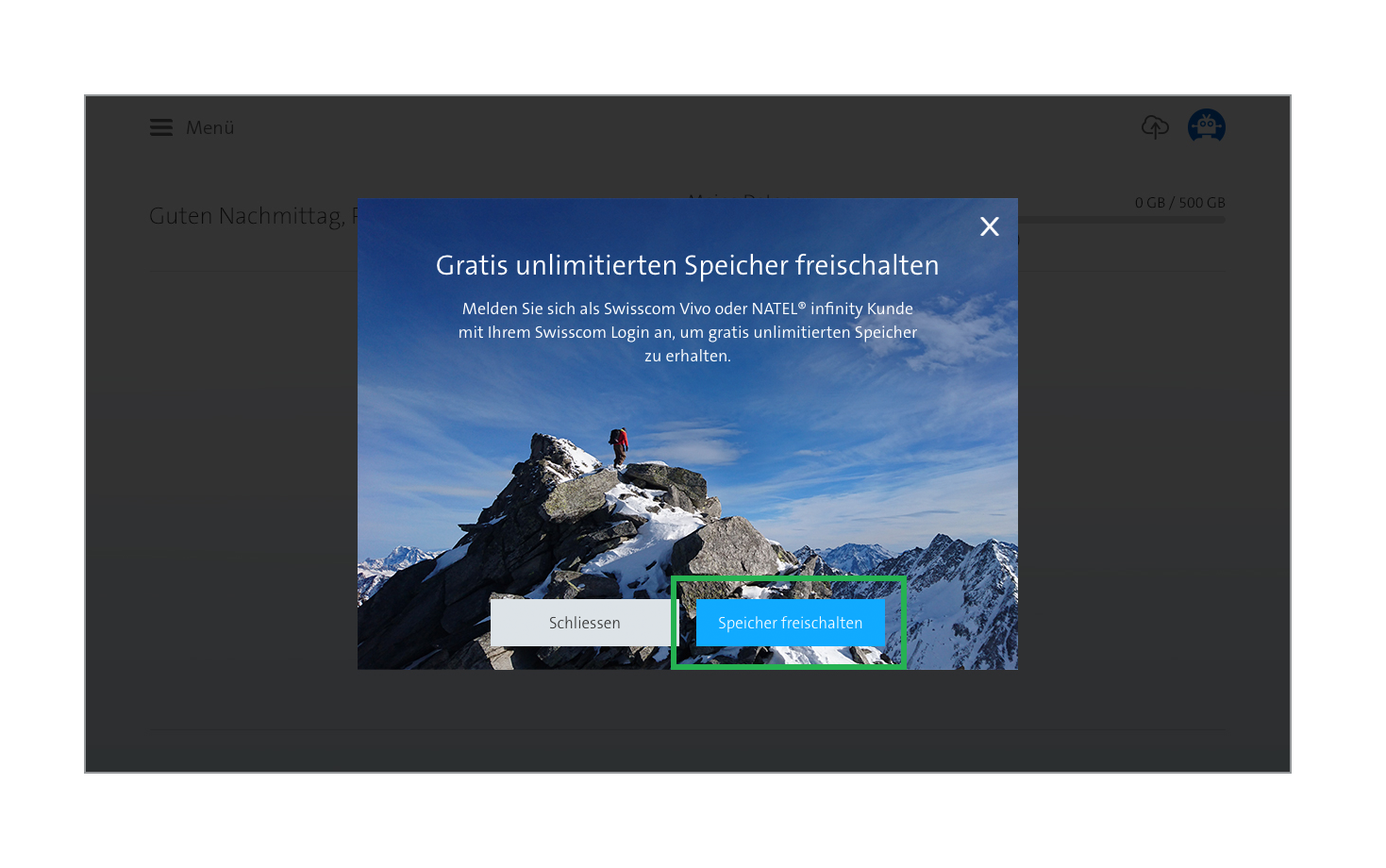 Wie kann ich unlimitierten Speicher freischalten? – myCloud - Hilfe